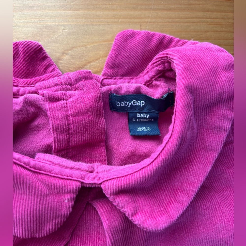 Baby GAP Pink Corduroy Collared Dress With Front Pockets Size 6-12M - Picture 3 of 4